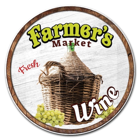 Signmission Farmers Market Wine Circle Corrugated Plastic Sign, C-12-CIR-Wine C-12-CIR-Wine